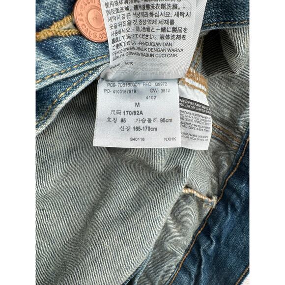 Levi's Denim Trucker Jean Vest Mens Medium Blue Medium Wash Rough Hem - Picture 10 of 12